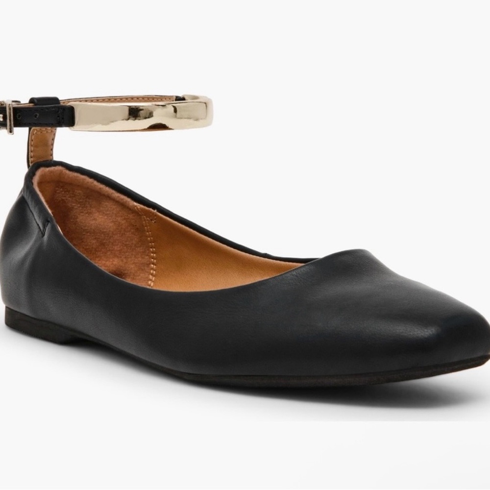 Dolce Vita Black Flats with Gold Ankle Strap